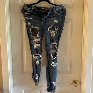 American eagle ripped jeans front and back